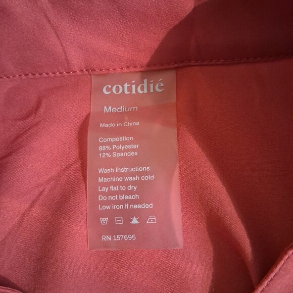 Cotidie Women's M Brick Terracotta Adeline Long Sleeve Button Down Pleated Top - Picture 8 of 13